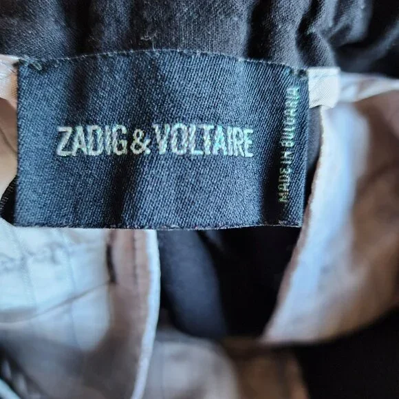 Zadig & Voltaire Pants 36 Black Grosgrain Trim Low-Rise Straight Leg - Picture 4 of 7